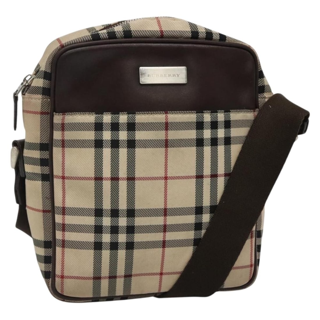 Burberry Nova Check Shoulder Bag Beige with Zip Closure (1 of 1)