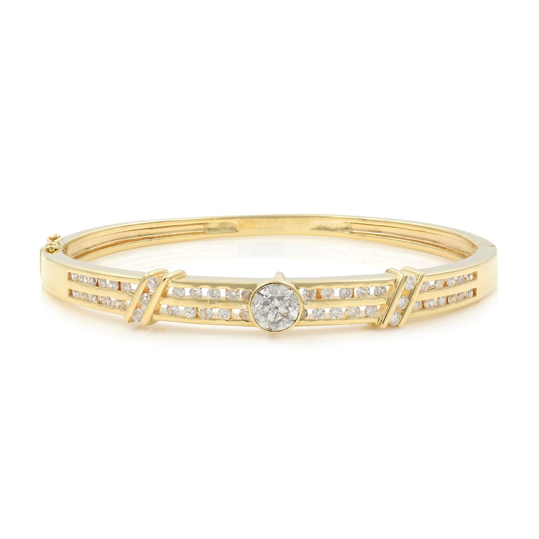Rachel Koen 14K Yellow Gold Diamond Bangle 1.95ct Bezel and Channel Set (1 of 6)