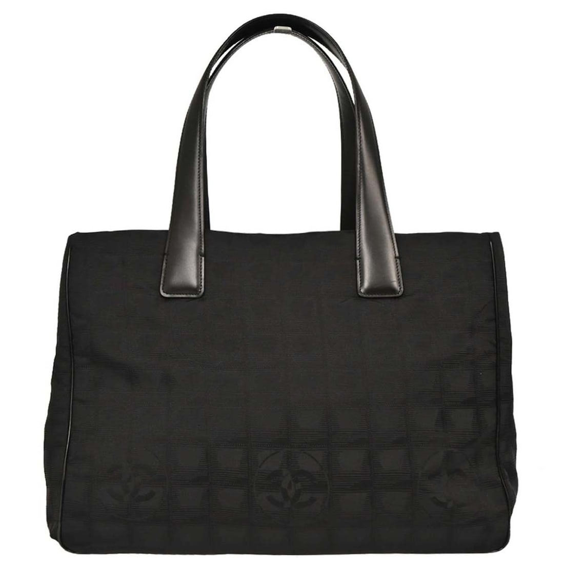 Chanel Black Travel Line Jacquard Nylon Tote Handbag (1 of 10)