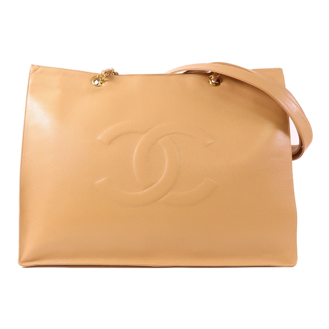 CHANEL Vintage Large Brown Calfskin Tote Shoulder Bag GHW (1 of 13)