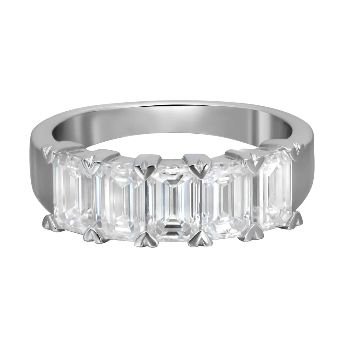 Rachel Koen 14K White Gold 2.48Ctw Emerald Cut Lab Grown Diamond Band Ring (1 of 5)