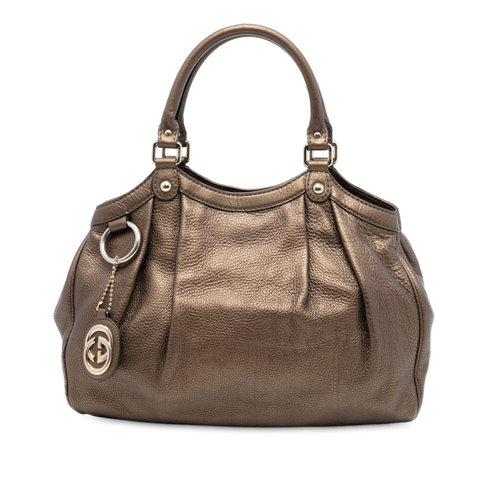 Gucci Sukey Tote Medium Brown Metallic Leather Handbag Italy (1 of 7)