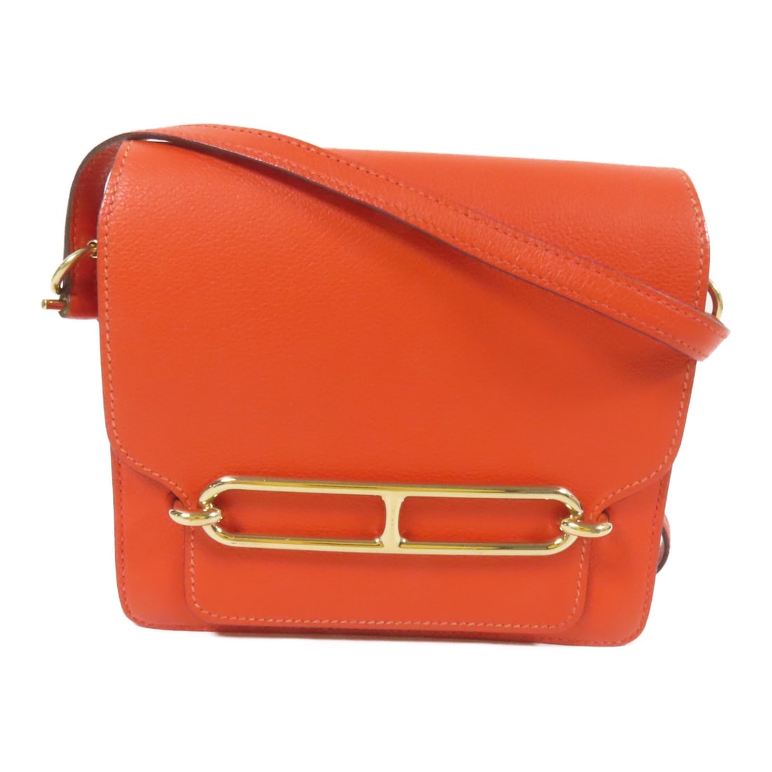 HERMES Roulis Mini Shoulder Bag Evercolor Leather Red (1 of 14)
