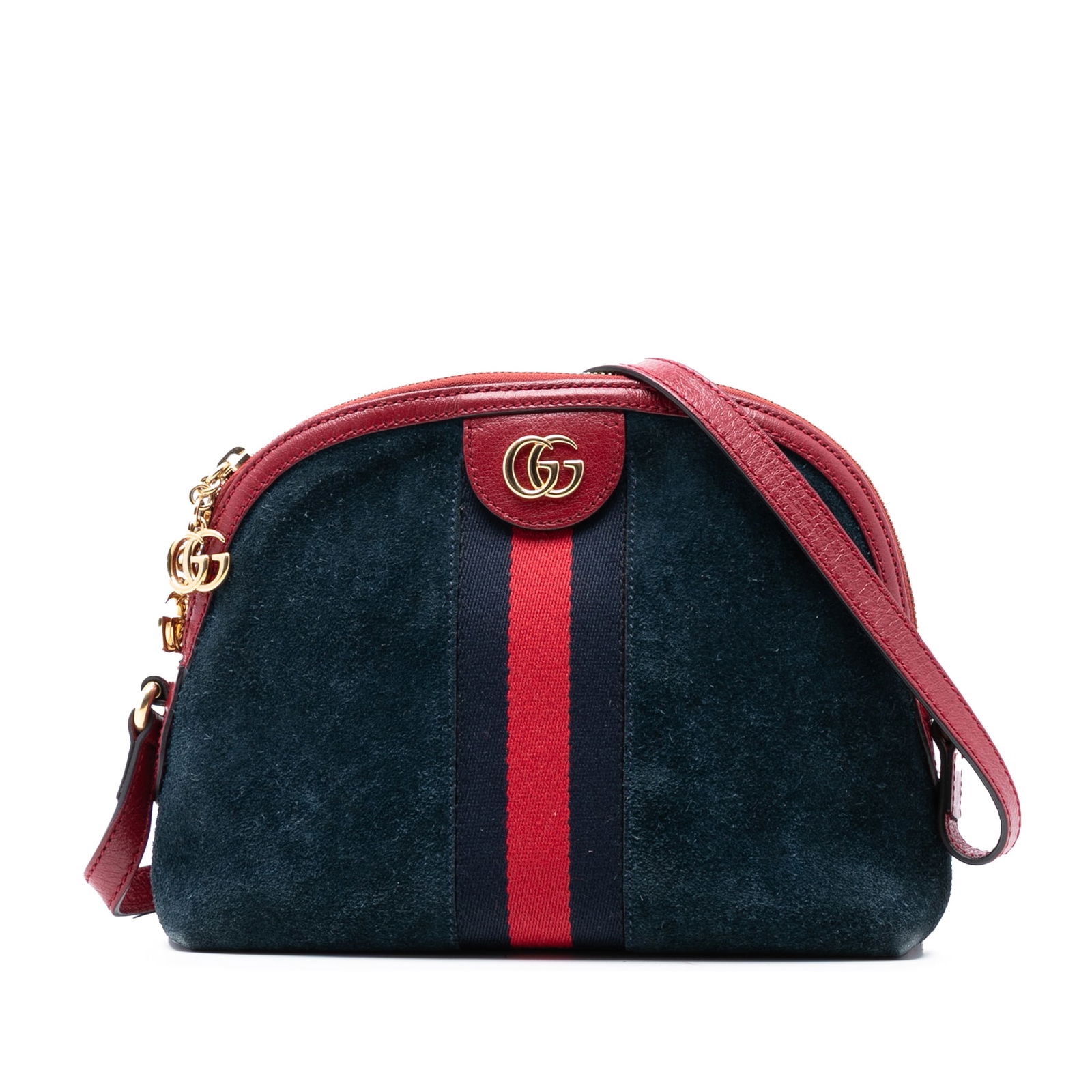 Blue Suede Ophidia Dome Crossbody Bag by Gucci with Leather Trim (1 of 7)
