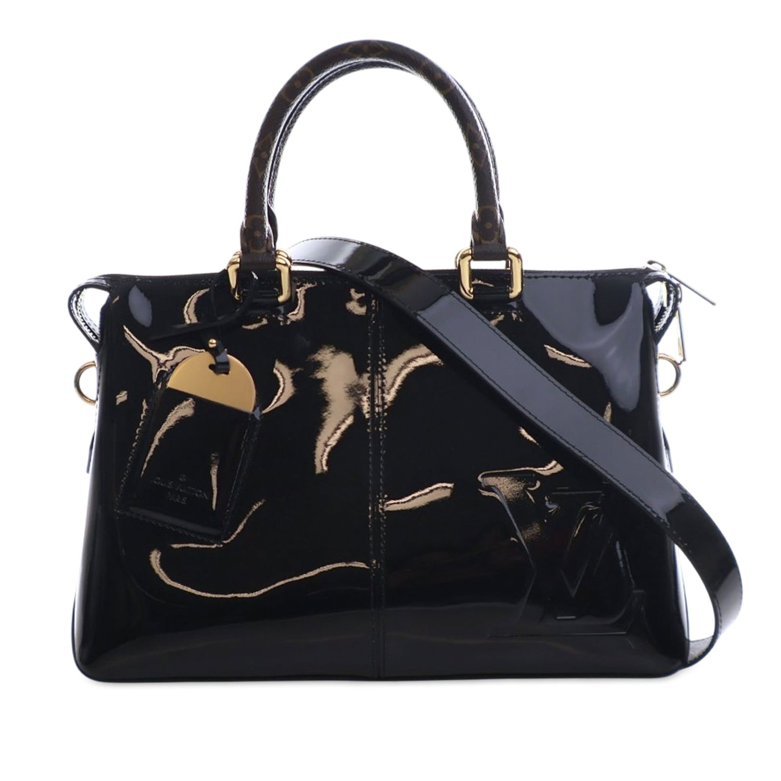 Louis Vuitton Vernis Miroir Black Leather Tote with Detachable Strap (1 of 12)