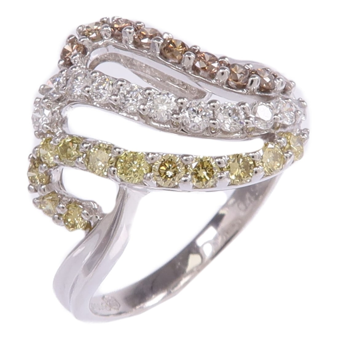 18K White Gold Diamond Ring Size 6.25 Pink Accent (1 of 8)