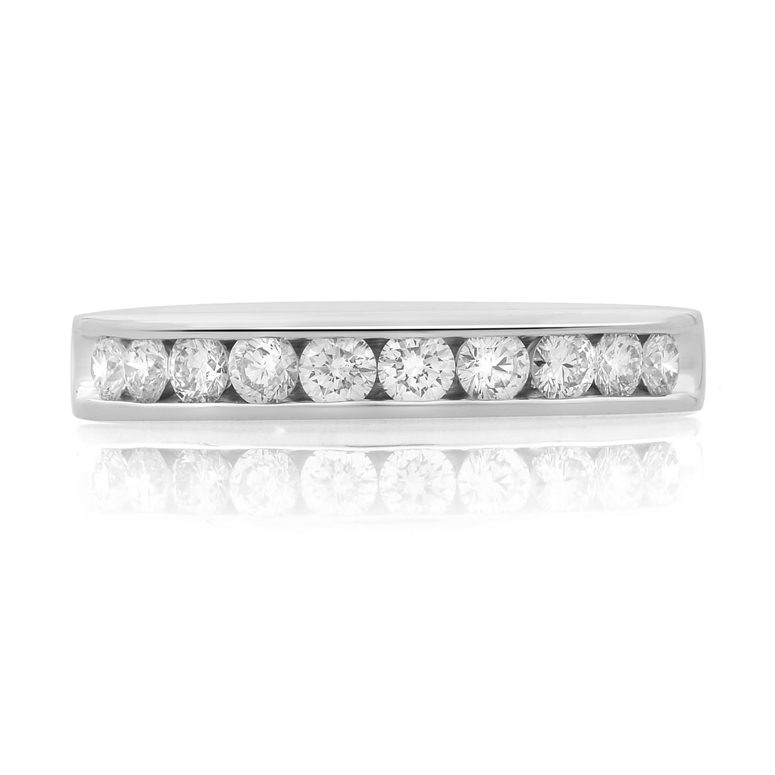 Rachel Koen 14K White Gold Channel Set Diamond Wedding Band 0.50ct 10 Diamonds Size 6.5: Rachel Koen 14K White Gold Channel Set Diamond Wedding Band 0.50ct 10 Diamonds Size 6.5 Celebrate your special moments with this exquisite channel set diamond wedding band ring by Rachel Koen. Crafted