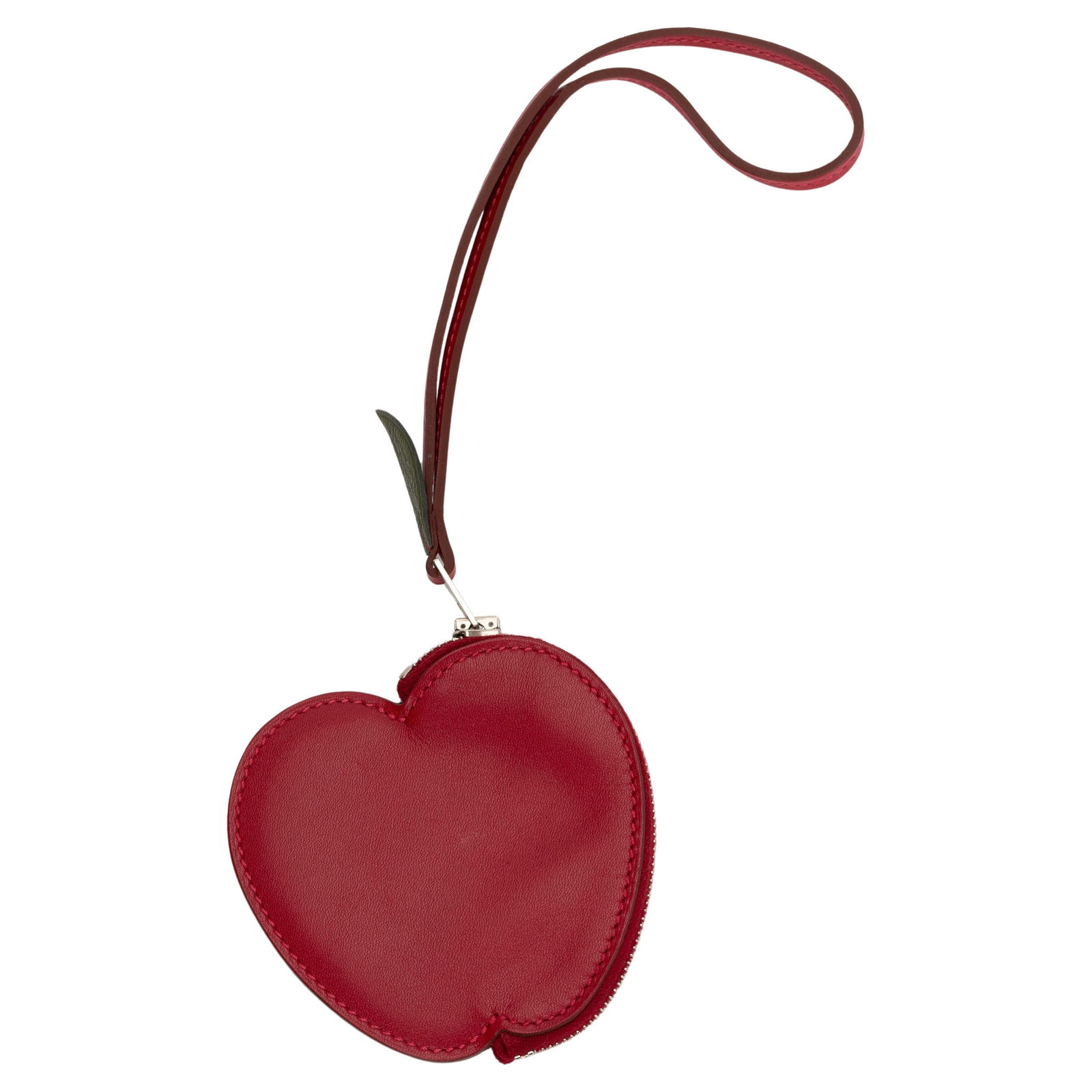 Hermes Tadelakt Pomme Coin Purse Wristlet in Red Calfskin (1 of 5)