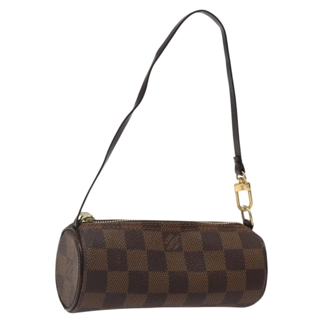 Papillon Pochette clutch bag by Louis Vuitton in Damier Ebene brown: Papillon Pochette clutch bag by Louis Vuitton in Damier Ebene brown This pre-owned Louis Vuitton Damier Ebene Papillon Pouch features the iconic brown checkered pattern and is designed as a clutch or