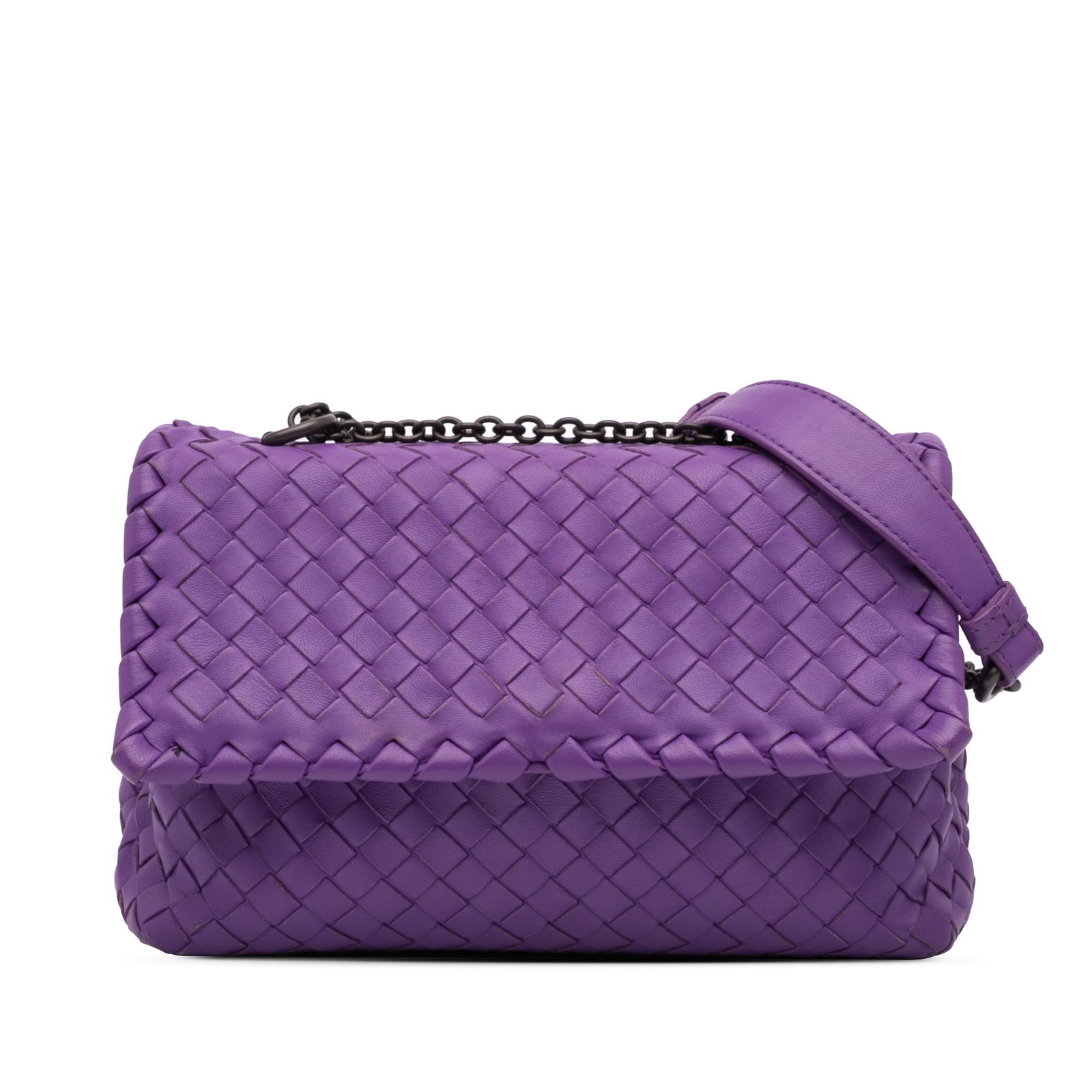Bottega Veneta Purple Woven Leather Olimpia Crossbody Bag (1 of 14)