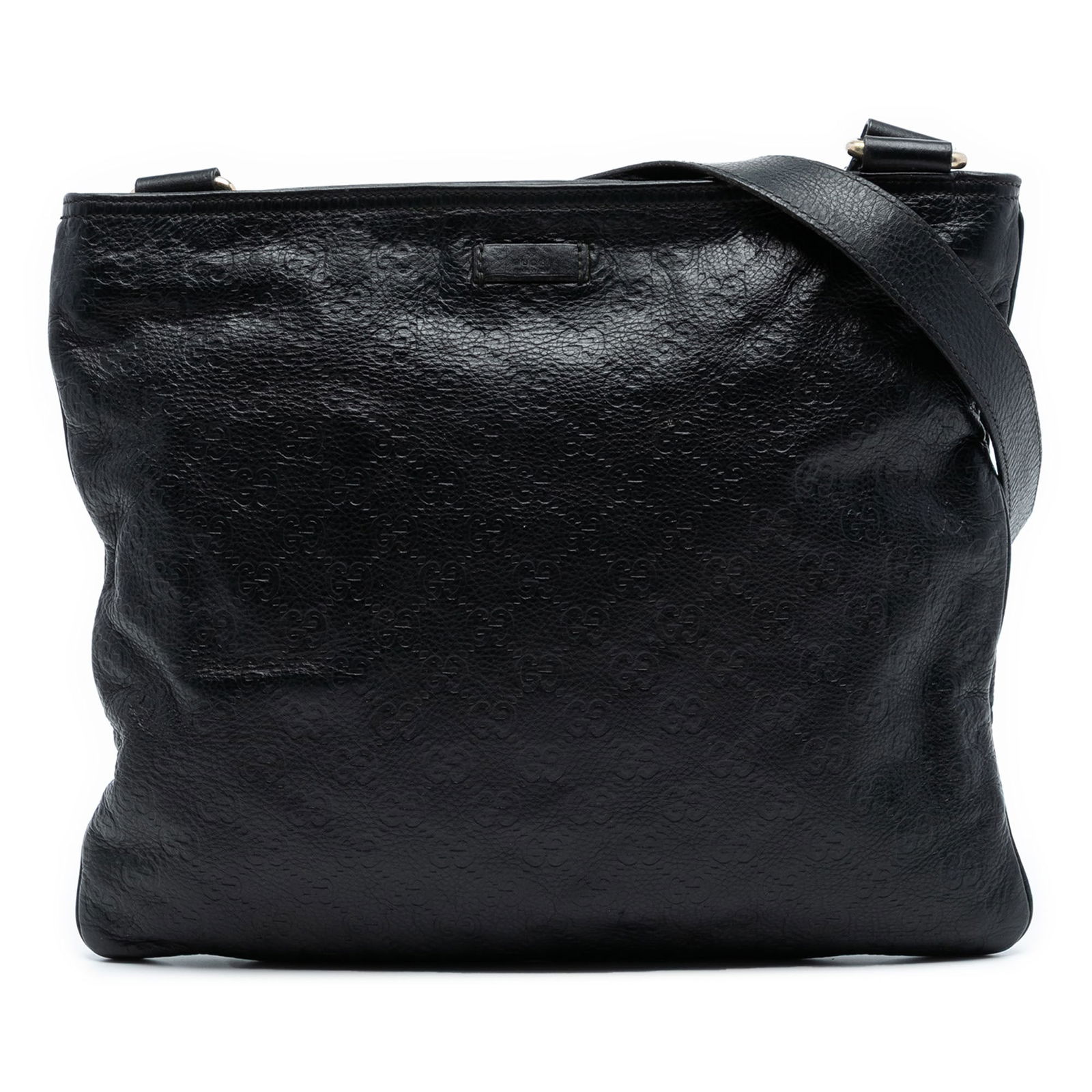 Gucci Guccissima Black Embossed Leather Adjustable Crossbody Bag (1 of 7)