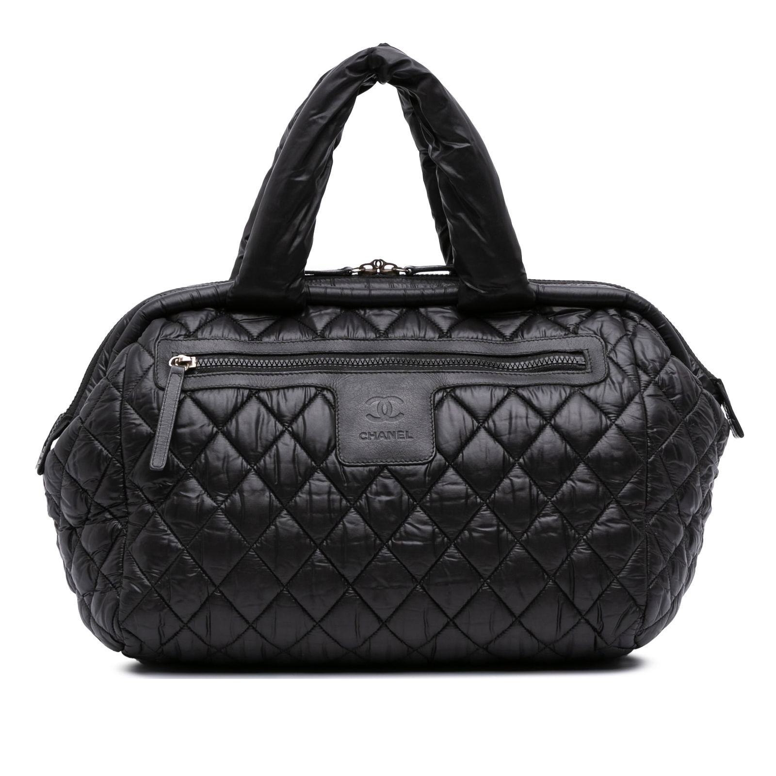 Chanel Quilted Nylon Coco Cocoon Bowler Bag Black Fabric Italy (1 of 12)