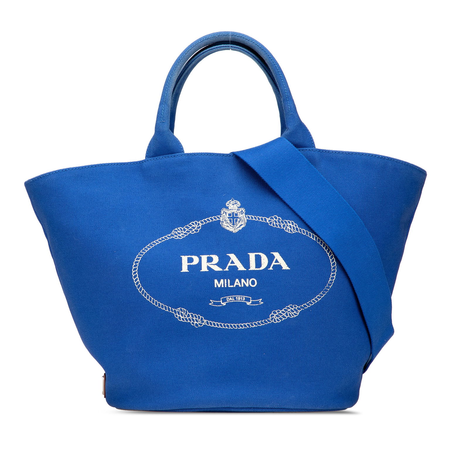 Prada Medium Canvas Canapa Logo Convertible Tote Blue Fabric: Prada Medium Canvas Canapa Logo Convertible Tote Blue Fabric Introducing the Prada Medium Canvas Canapa Logo Convertible Shopping Tote, a stylish and versatile bag crafted from durable canvas. This to