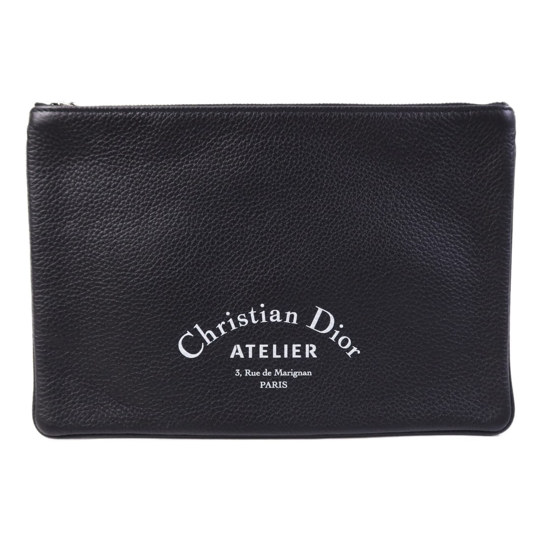 Christian Dior Black Calfskin Leather Pouch Made in France: Christian Dior Black Calfskin Leather Pouch Made in France This elegant Christian Dior pouch is crafted from premium calfskin leather in a classic black finish. The sleek design features a height of 6