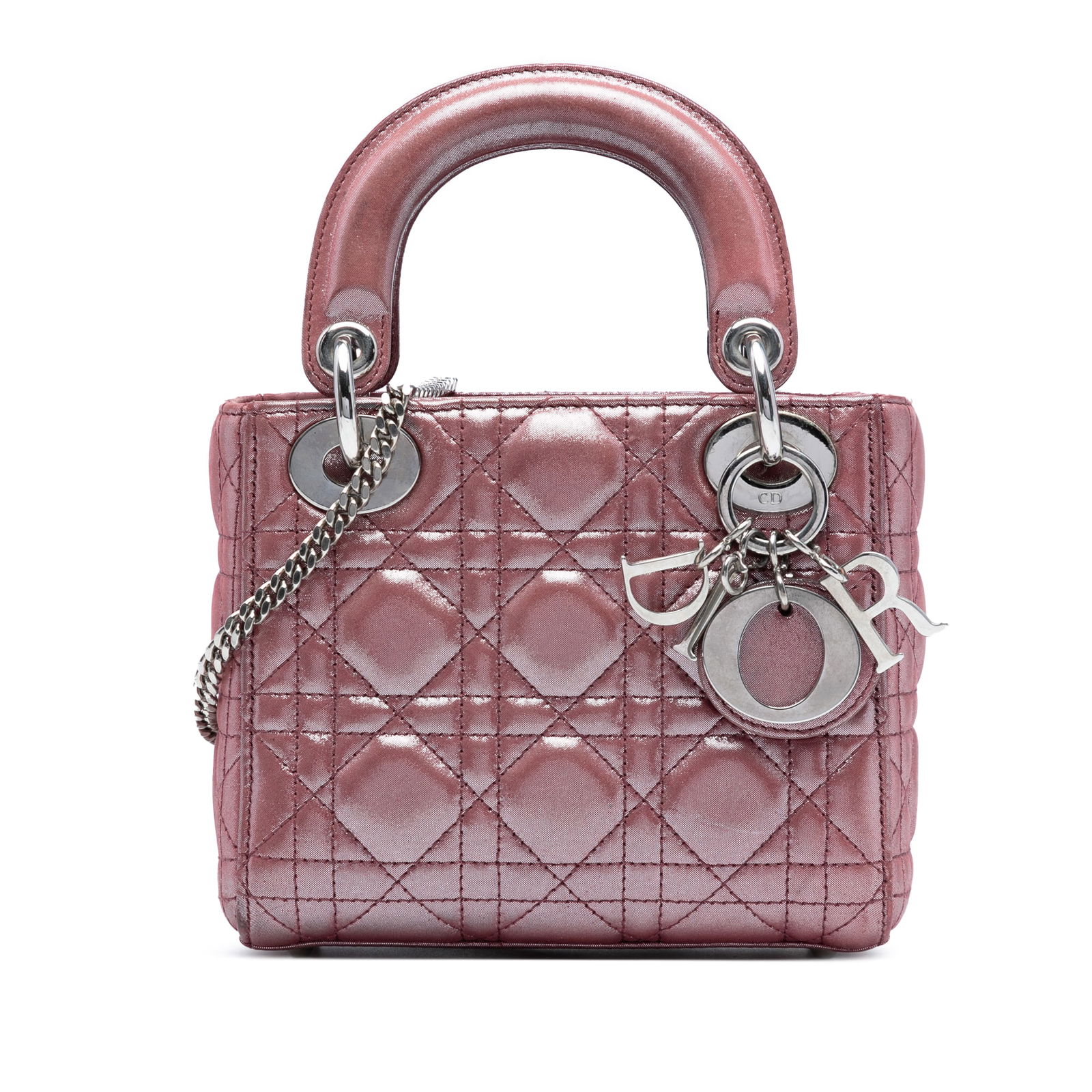 Dior Mini Iridescent Lambskin Cannage Lady Dior Bag Pink (1 of 7)