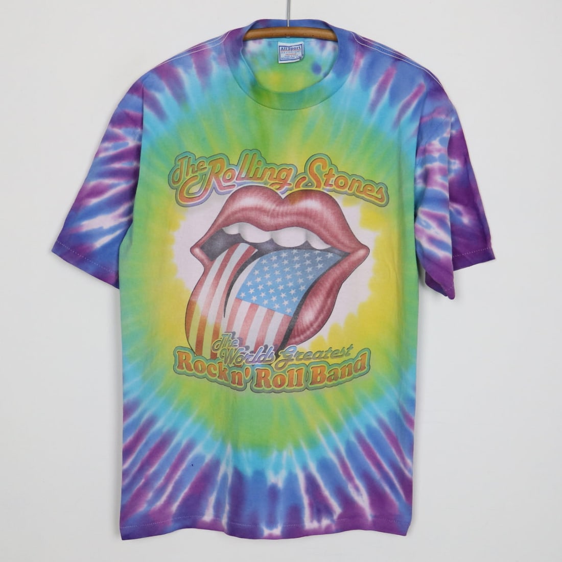 1997 Rolling Stones Tie Dye Tour Shirt Vintage Cotton Purple (1 of 6)