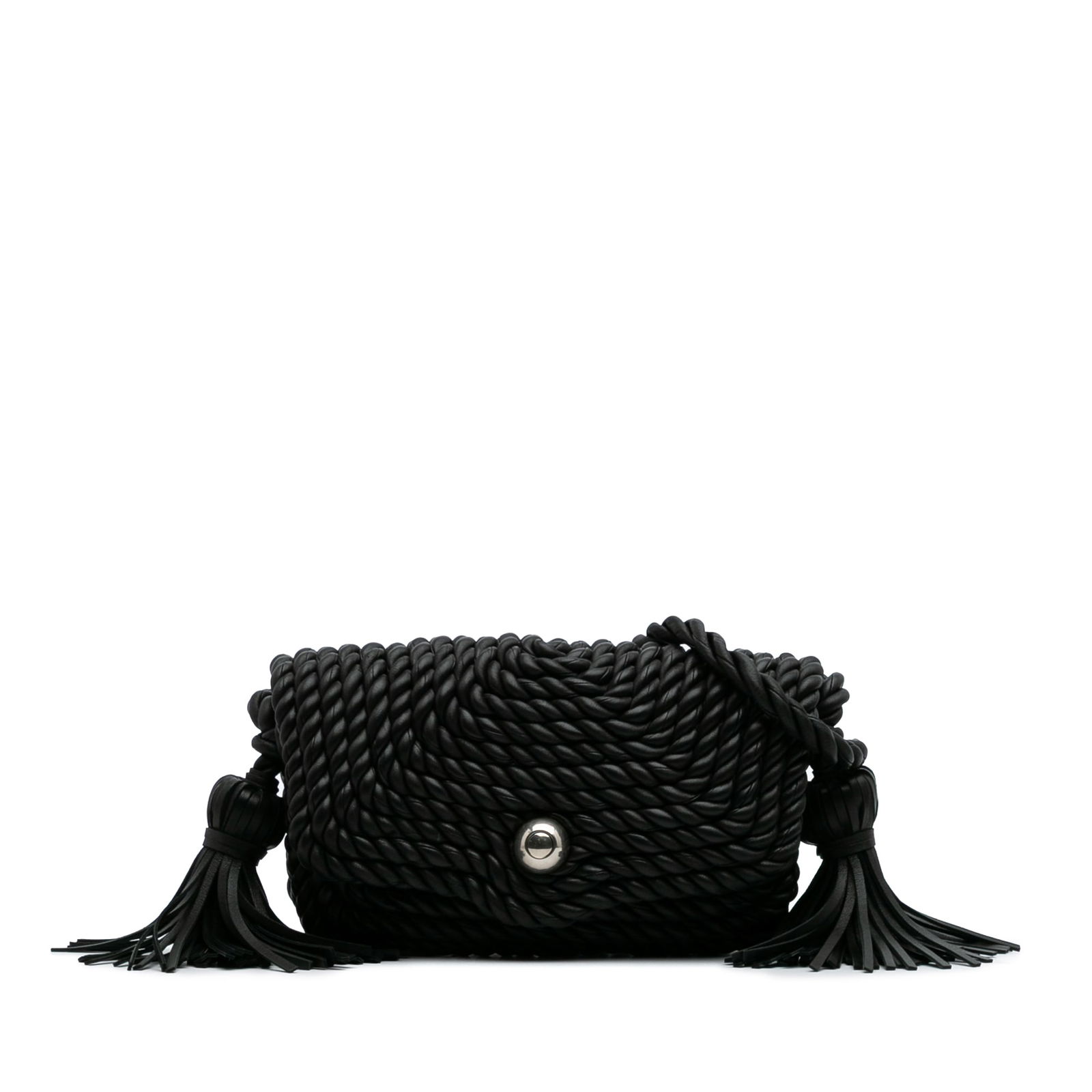 Bottega Veneta Black Lambskin Torchon Tasseled Crossbody Bag (1 of 10)