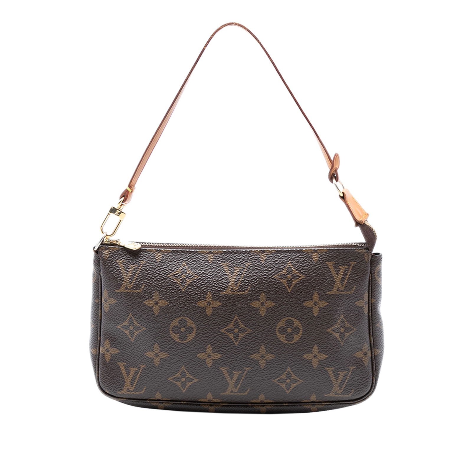 Louis Vuitton Pochette Accessoires Monogram Canvas Handbag with Leather Strap (1 of 7)