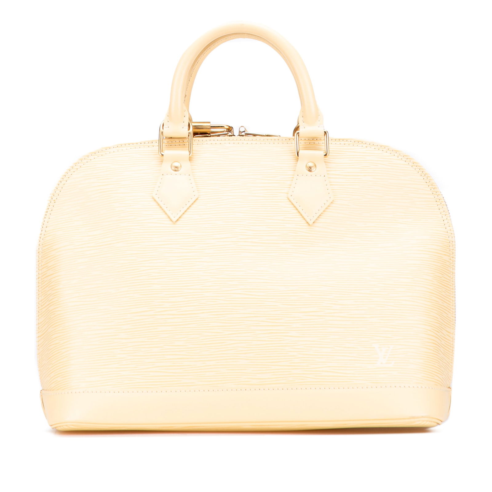 Louis Vuitton Epi Alma PM Brown Leather Handbag: Louis Vuitton Epi Alma PM Brown Leather Handbag The Louis Vuitton Epi Alma PM is a stylish handbag crafted from durable epi leather, featuring rolled leather handles and a secure top zip closure. It i