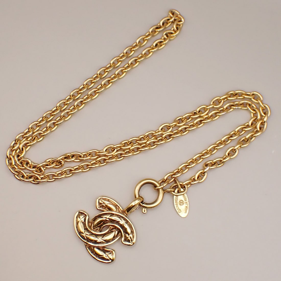 Vintage CC Logo Pendant Necklace in Gold Plated Finish by Chanel (1 of 1)