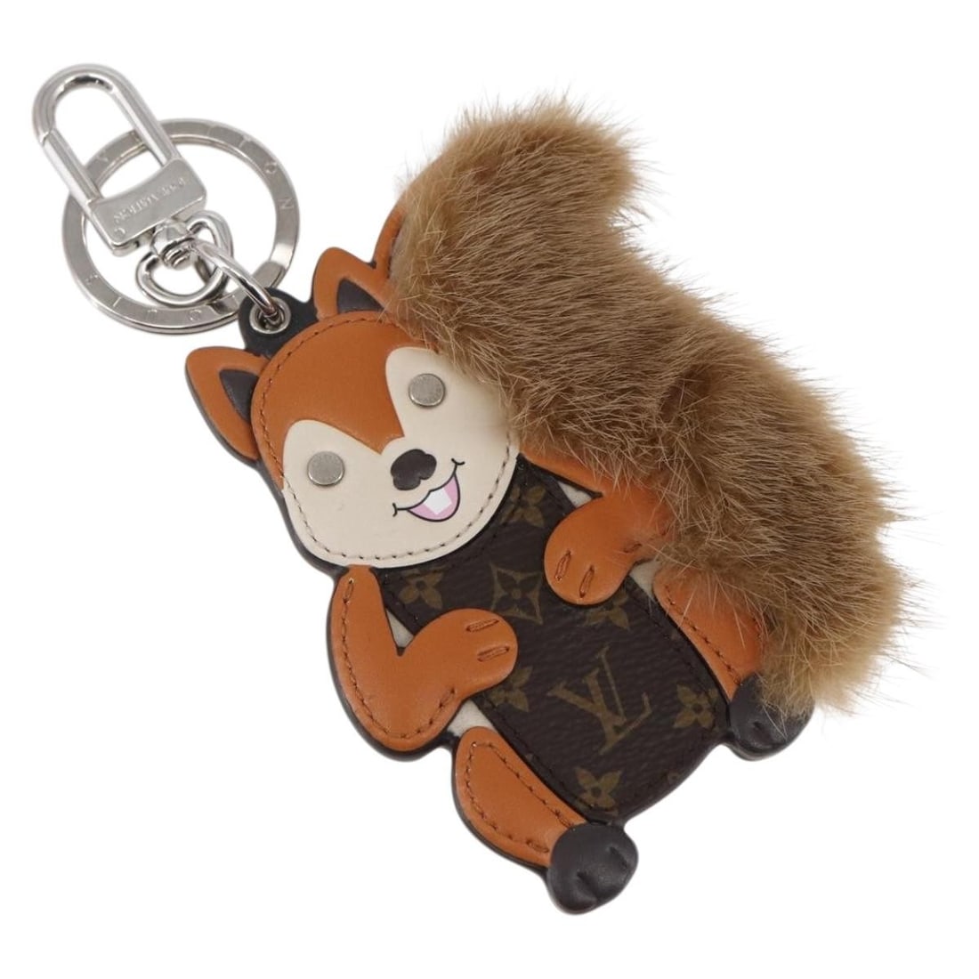LOUIS VUITTON Monogram Porte Cles Squirrel Key Holder M00345 Italy Auth (1 of 11)