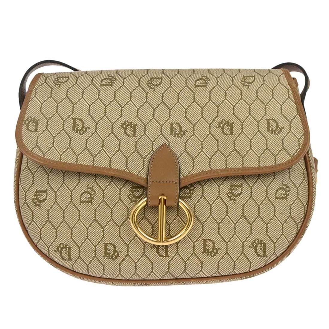 Dior Shoulder Bag in Beige Honeycomb PVC with Leather Accents: Dior Shoulder Bag in Beige Honeycomb PVC with Leather Accents This Christian Dior shoulder bag features a beige PVC honeycomb exterior with leather accents and the iconic Dior logo. Designed for casua