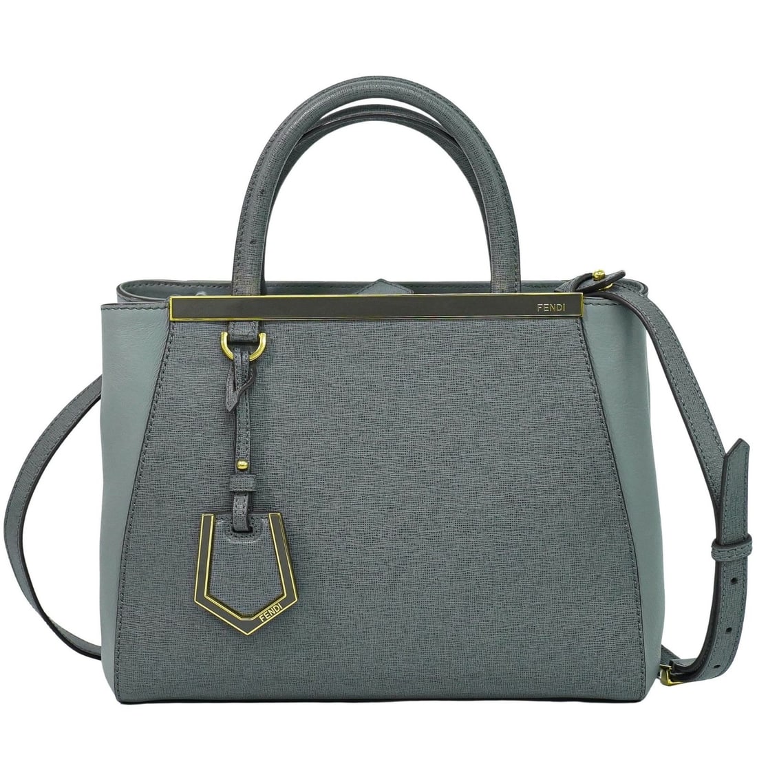 Gray Petite 2Jours Handbag from Fendi: Gray Petite 2Jours Handbag from Fendi This pre-owned Fendi Petite 2Jours handbag in gray offers both style and functionality. Designed for women, it features a compact silhouette with a structured sha