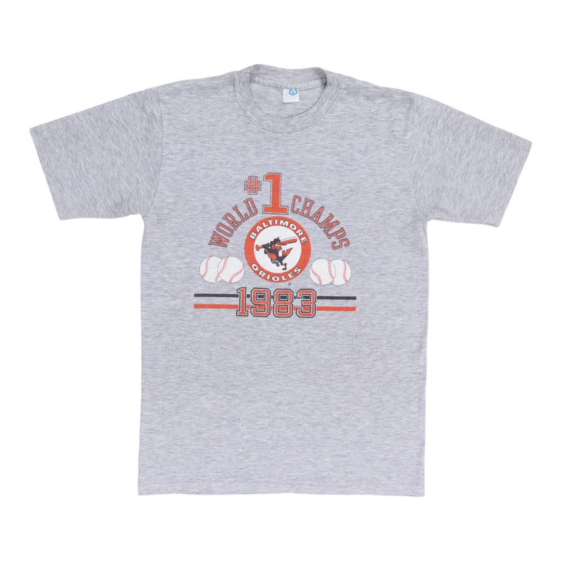 Vintage 1983 Baltimore Orioles World Champions Gray Shirt: Vintage 1983 Baltimore Orioles World Champions Gray Shirt Celebrate the legacy of the Baltimore Orioles with this original vintage 1983 World Champs shirt. This authentic piece is not a modern reprodu
