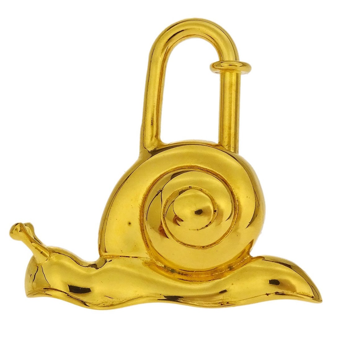 Hermes 1995 Snail Charm Gilded Gold Vintage France (1 of 4)