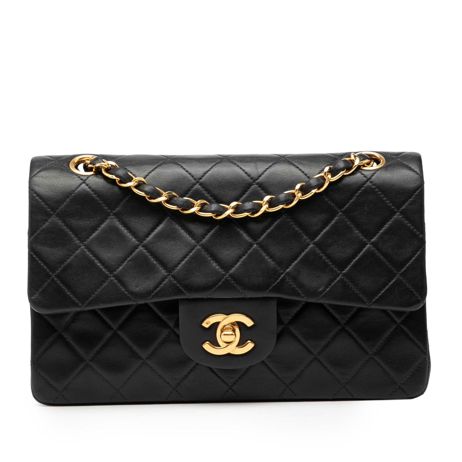 Black Quilted Lambskin Chanel Double Flap Small Shoulder Bag (1 of 8)
