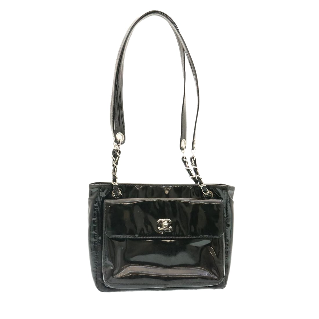 Black Chanel Square Flap Vintage CC Chain Shoulder Bag (1 of 1)