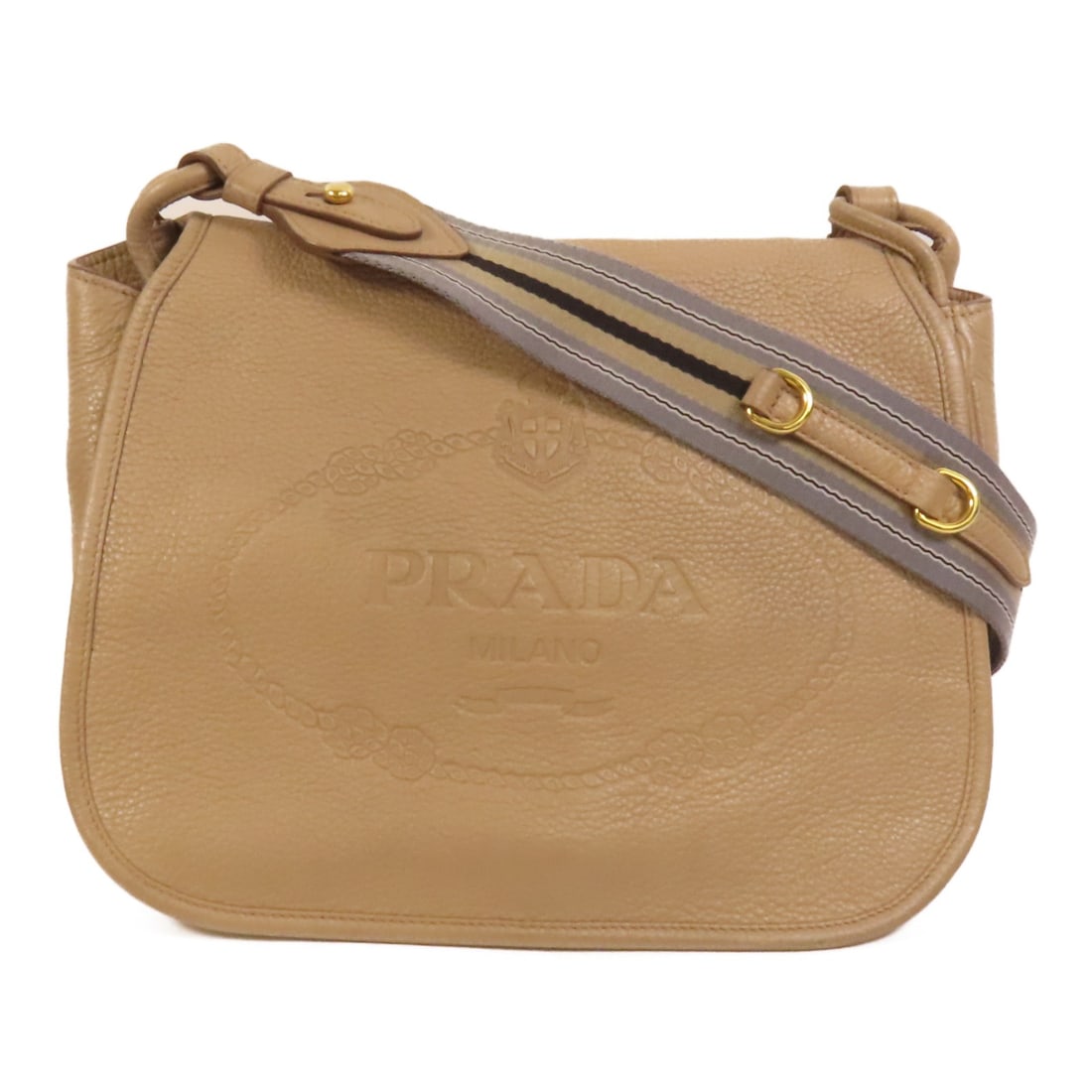 Prada Beige Calfskin 1BD109 Shoulder Bag with Gold Hardware (1 of 18)