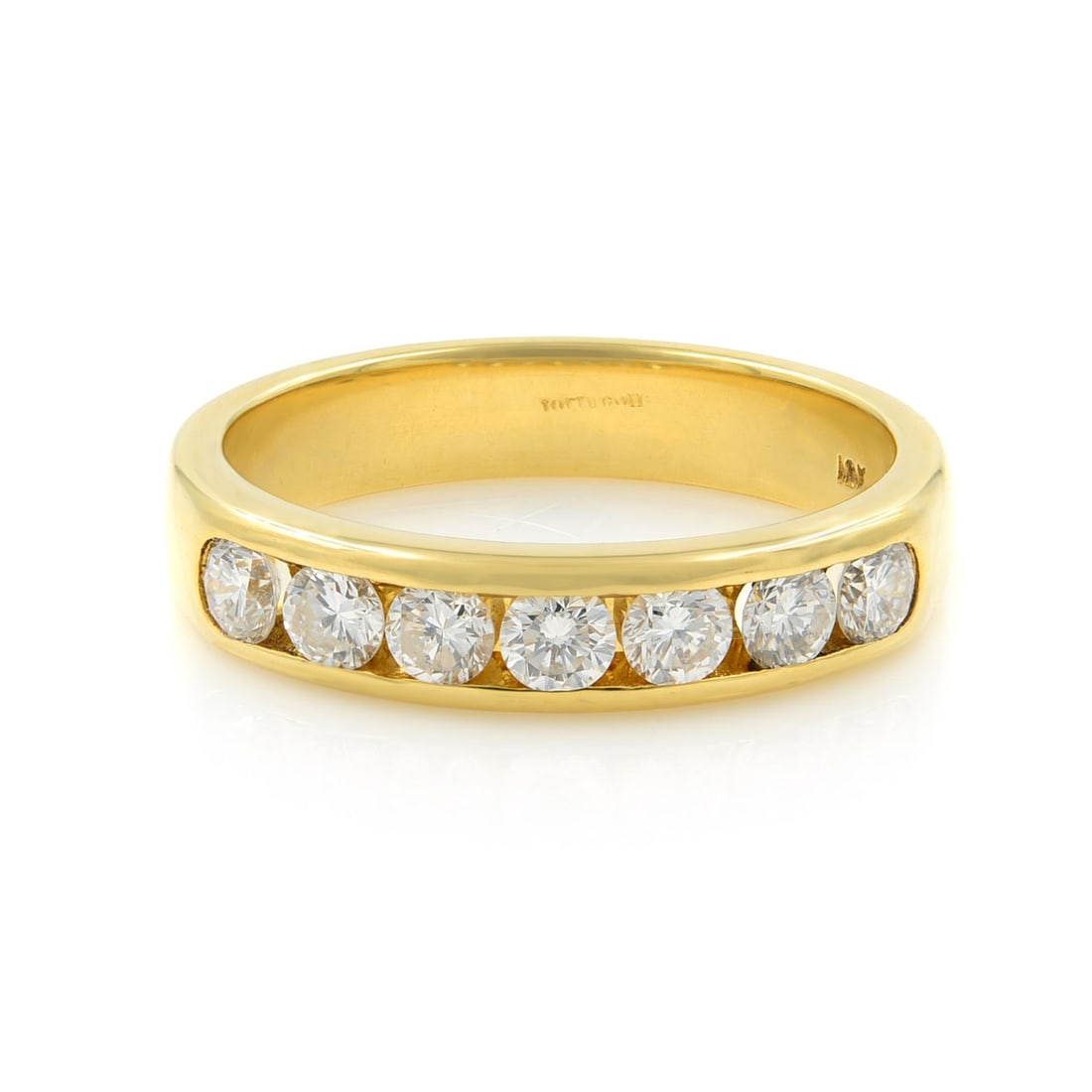 Rachel Koen 18K Yellow Gold Channel Set Diamond Wedding Band 0.50ct 7 Diamonds Size 5.5 (1 of 6)