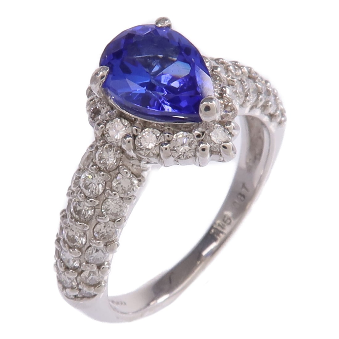 Platinum PT950 Ring with Tanzanite and Diamond Accents Size US 6 (1 of 9)