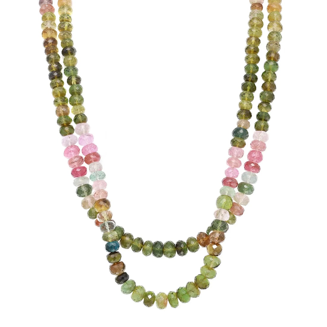 Rachel Koen Double Strand Multi Colored Tourmaline Beaded Necklace 17 Inch (1 of 4)