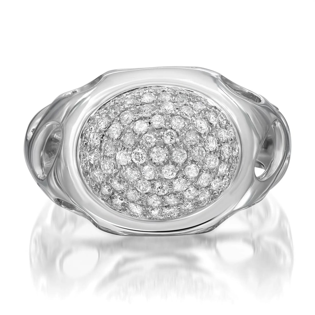 Rachel Koen 14K White Gold 0.95Cttw Pave Set Diamond Cocktail Ring Size 10 (1 of 5)