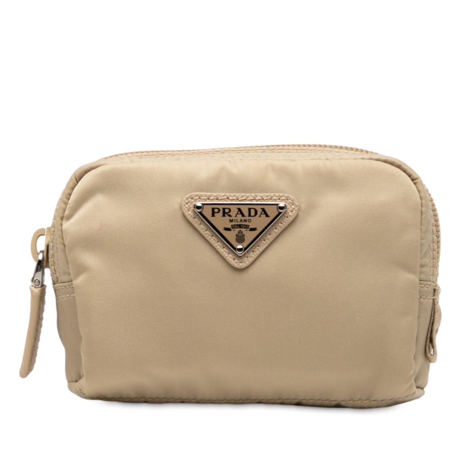 Prada Tessuto Brown Nylon Cosmetic Pouch from Italy (1 of 6)