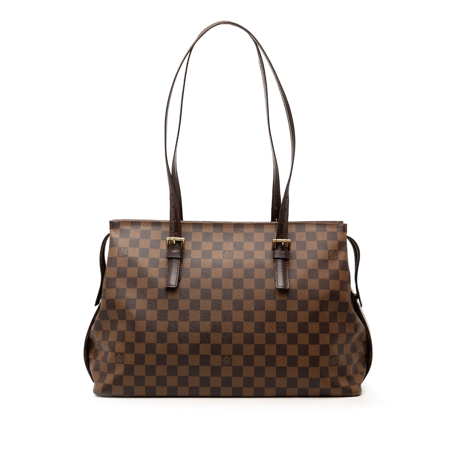 Louis Vuitton Chelsea Damier Ebene Canvas Shoulder Bag: Louis Vuitton Chelsea Damier Ebene Canvas Shoulder Bag This Louis Vuitton Damier Ebene Chelsea bag features a brown Damier Ebene canvas body with leather trim and adjustable flat leather shoulder stra