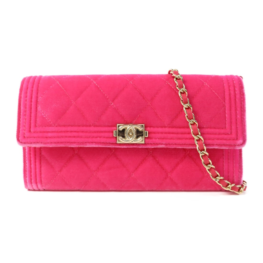 CHANEL Boy WOC Velvet Pink Shoulder Bag with Silver Hardware (1 of 18)