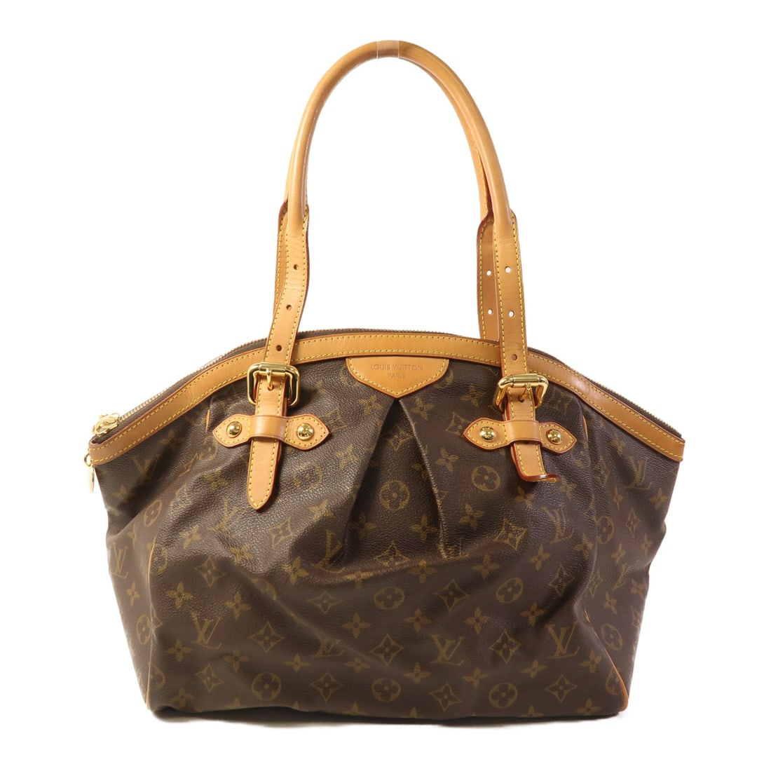 LOUIS VUITTON Tivoli GM Shoulder Bag Monogram Brown GHW M40144: LOUIS VUITTON Tivoli GM Shoulder Bag Monogram Brown GHW M40144 This Louis Vuitton Tivoli GM Shoulder Bag, model M40144, showcases the classic Monogram design in a rich brown color. Constructed from du
