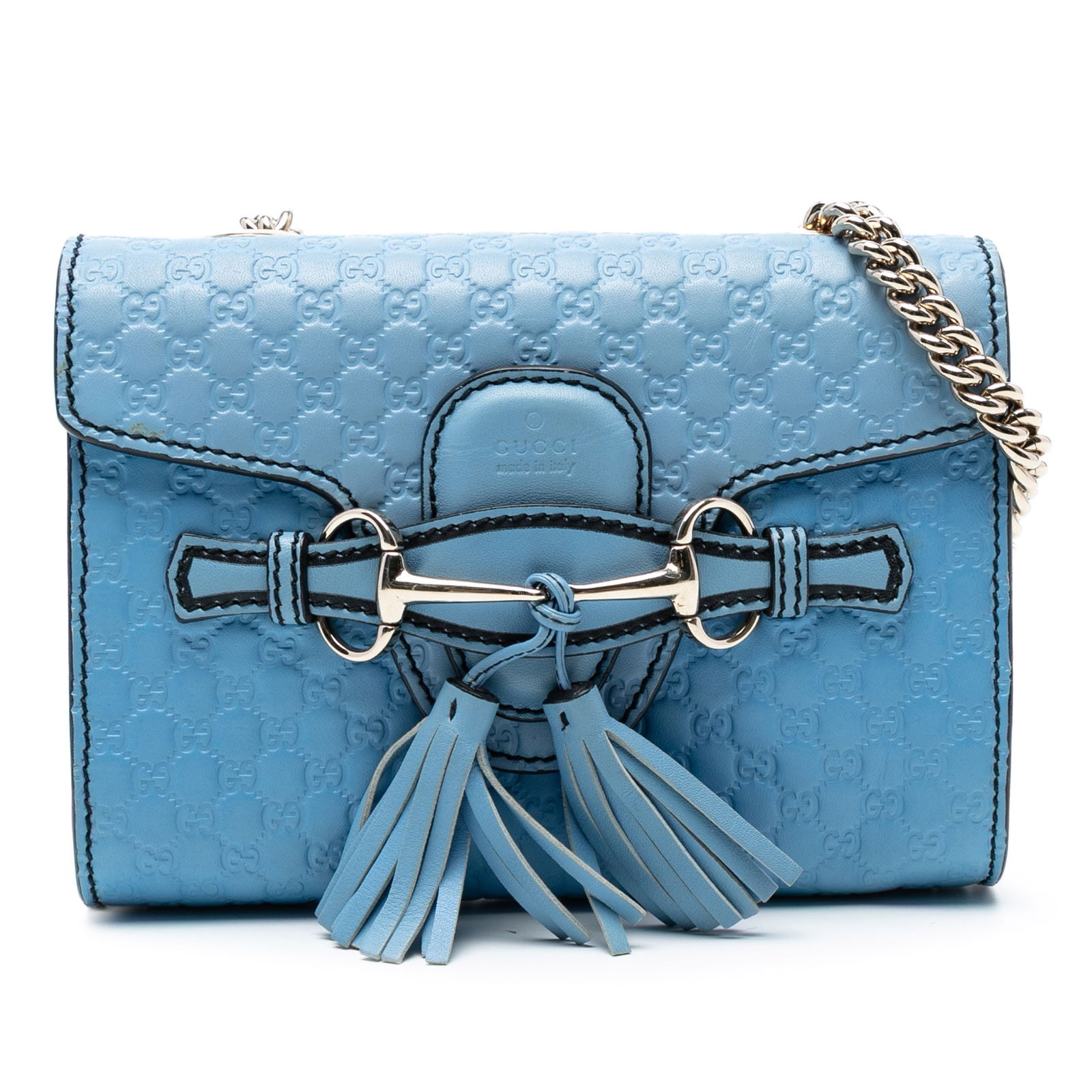 Gucci Mini Microguccissima Emily Leather Crossbody Bag Blue (1 of 8)