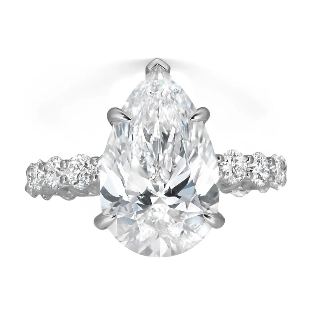 Rachel Koen 18K White Gold Pear Cut Lab Grown Diamond Engagement Ring 6.74Cttw (1 of 5)