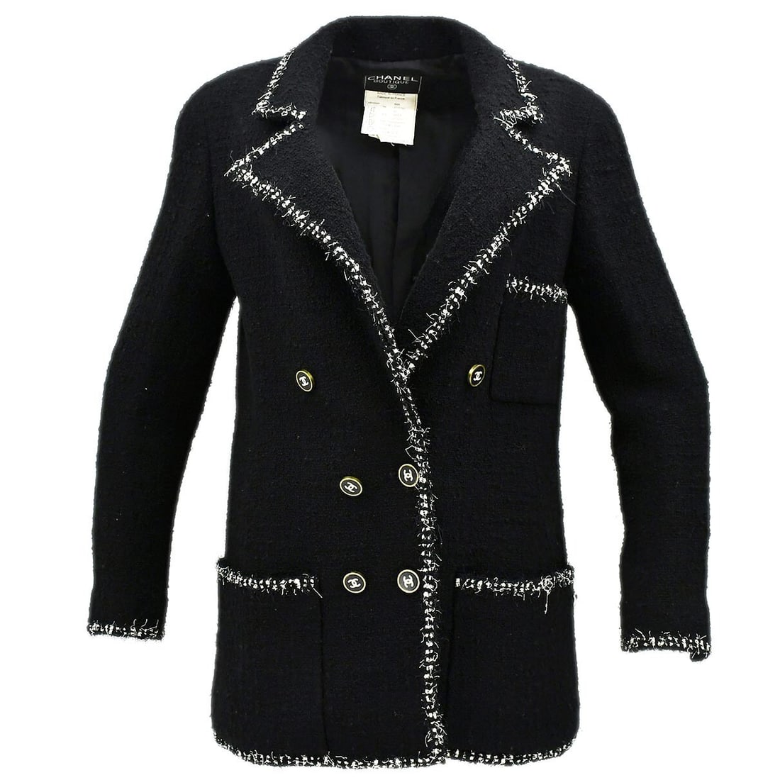 Chanel Vintage Black Wool Double Breasted Jacket 94A Size 42 (1 of 10)