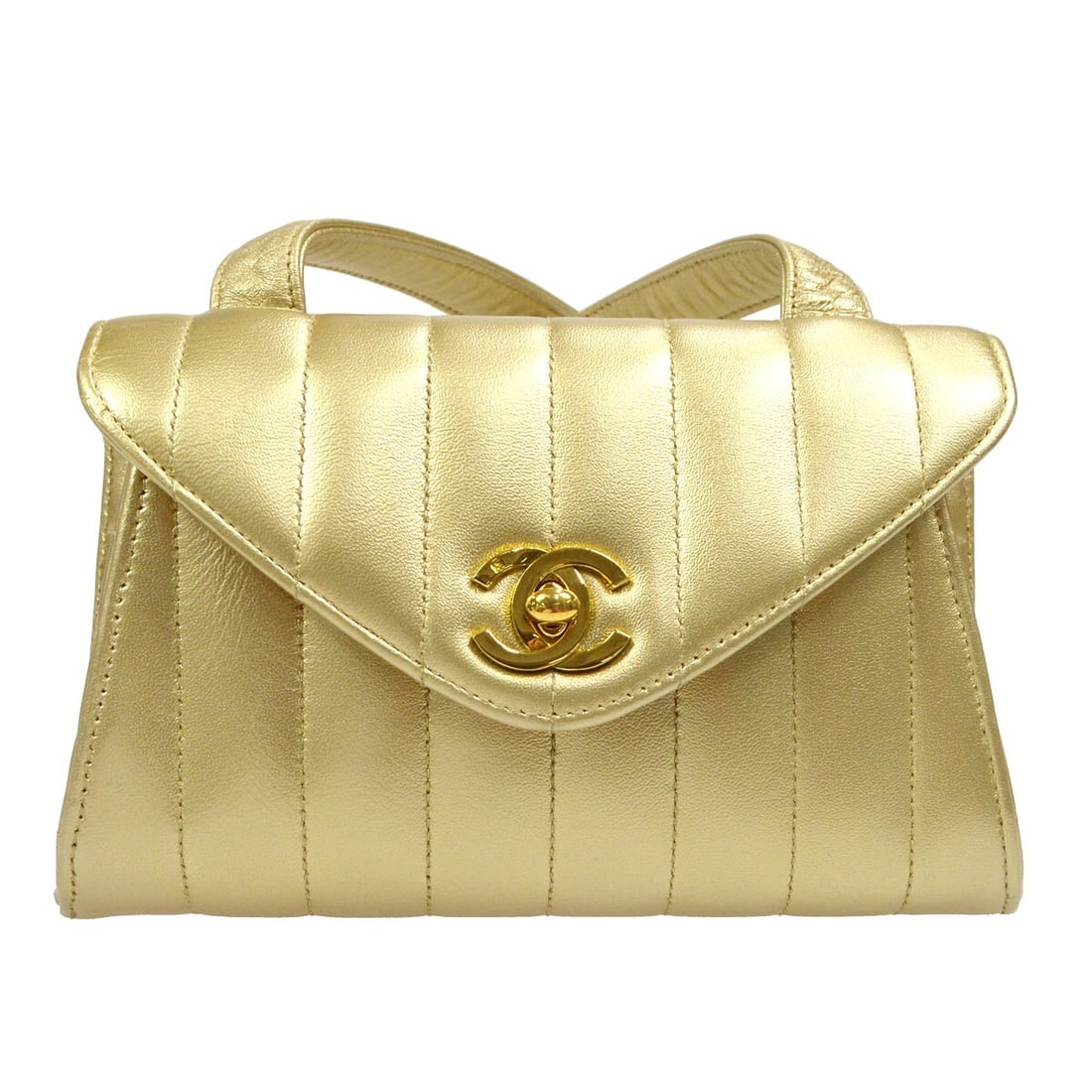 CHANEL Mademoiselle CC Gold Lambskin Crossbody Bag Flap Closure (1 of 11)