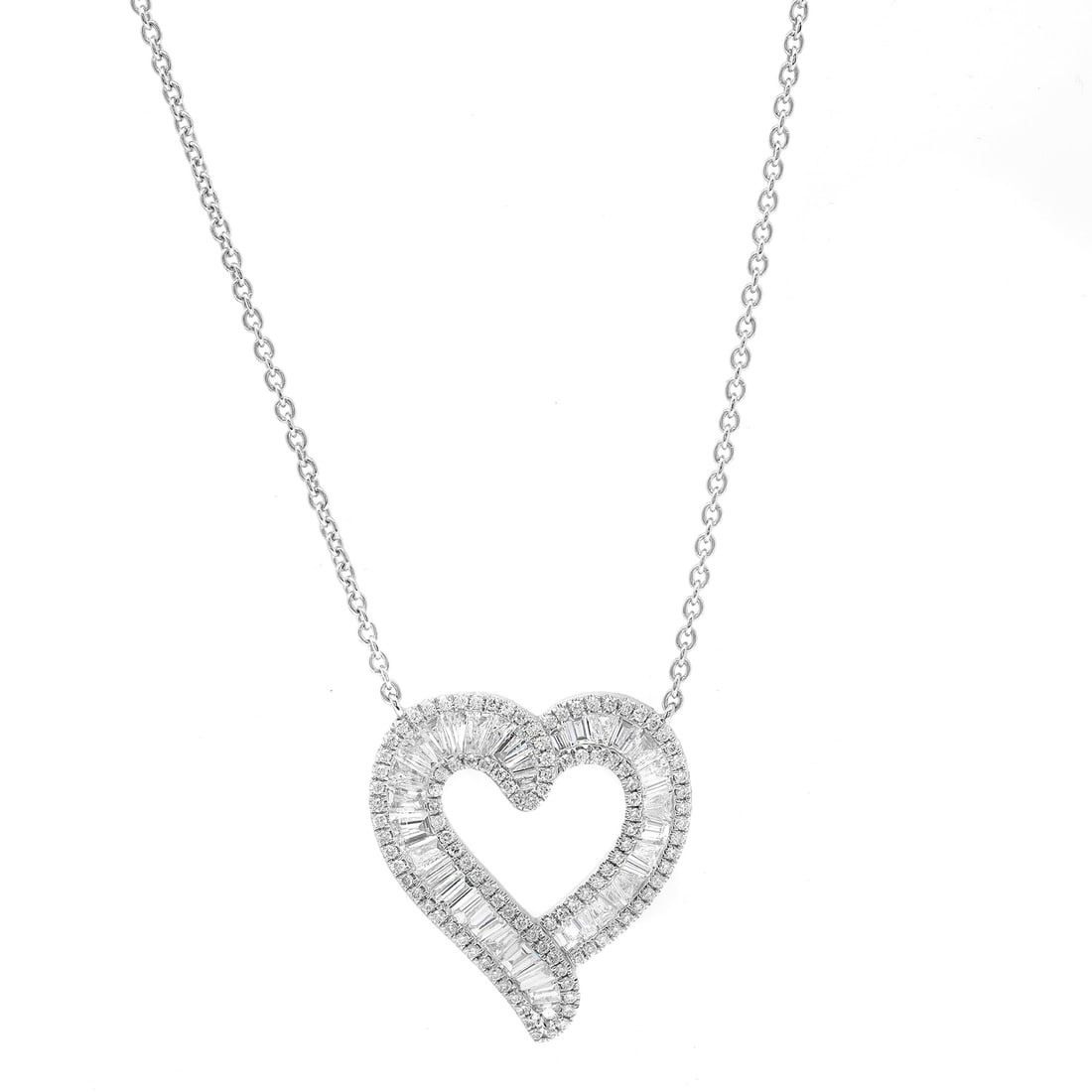 Rachel Koen 2.12Cttw Diamond Heart Pendant Necklace in 18K White Gold (1 of 6)