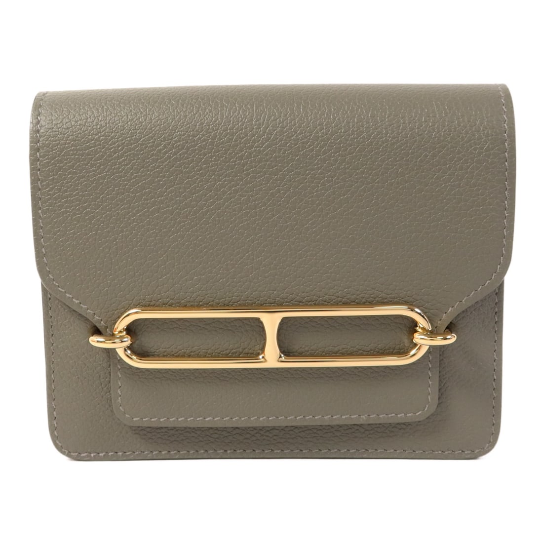 HERMES Roulis Slim Pouch Clutch Evercolor Leather Gray GHW (1 of 16)