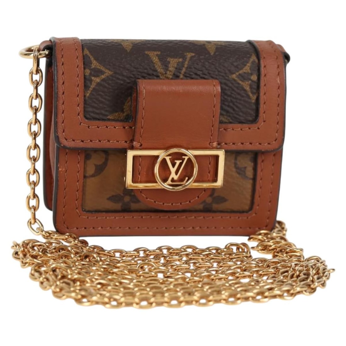 Louis Vuitton Monogram Reverse Micro Dauphine Shoulder Bag M80250 Italy Auth: Louis Vuitton Monogram Reverse Micro Dauphine Shoulder Bag M80250 Italy Auth The LOUIS VUITTON Monogram Reverse Micro Dauphine Bag is a stylish shoulder bag crafted from Monogram Reverse Canvas, showc