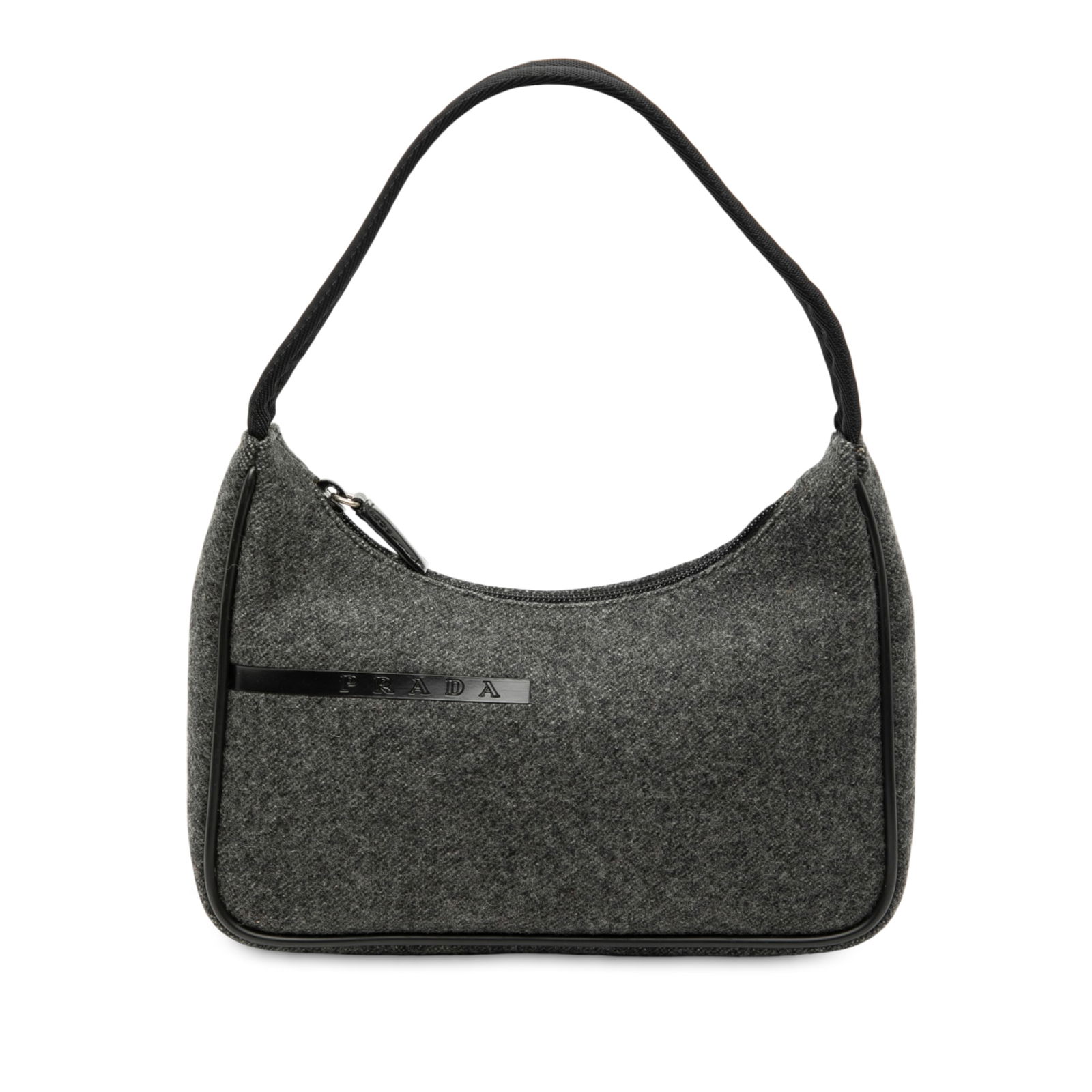 Gray Wool and Leather Prada Shoulder Bag with Sport Style (1 of 6)
