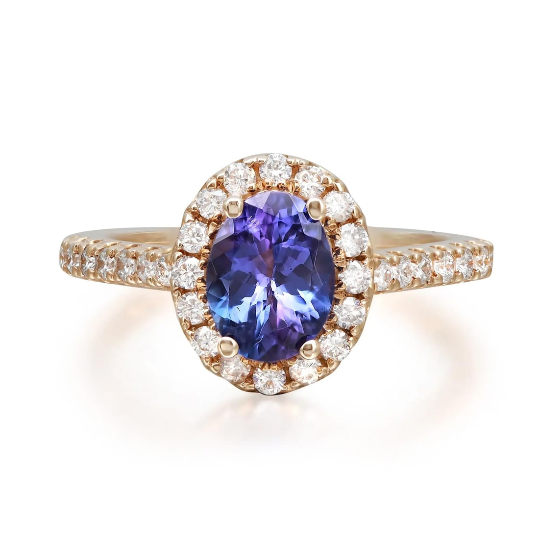 Rachel Koen 14K Yellow Gold Oval Tanzanite Diamond Cocktail Ring 1.80 ctw Size 6.5: Rachel Koen 14K Yellow Gold Oval Tanzanite Diamond Cocktail Ring 1.80 ctw Size 6.5 This stunning cocktail ring is designed by Rachel Koen and features a captivating oval cut Tanzanite at its center, s