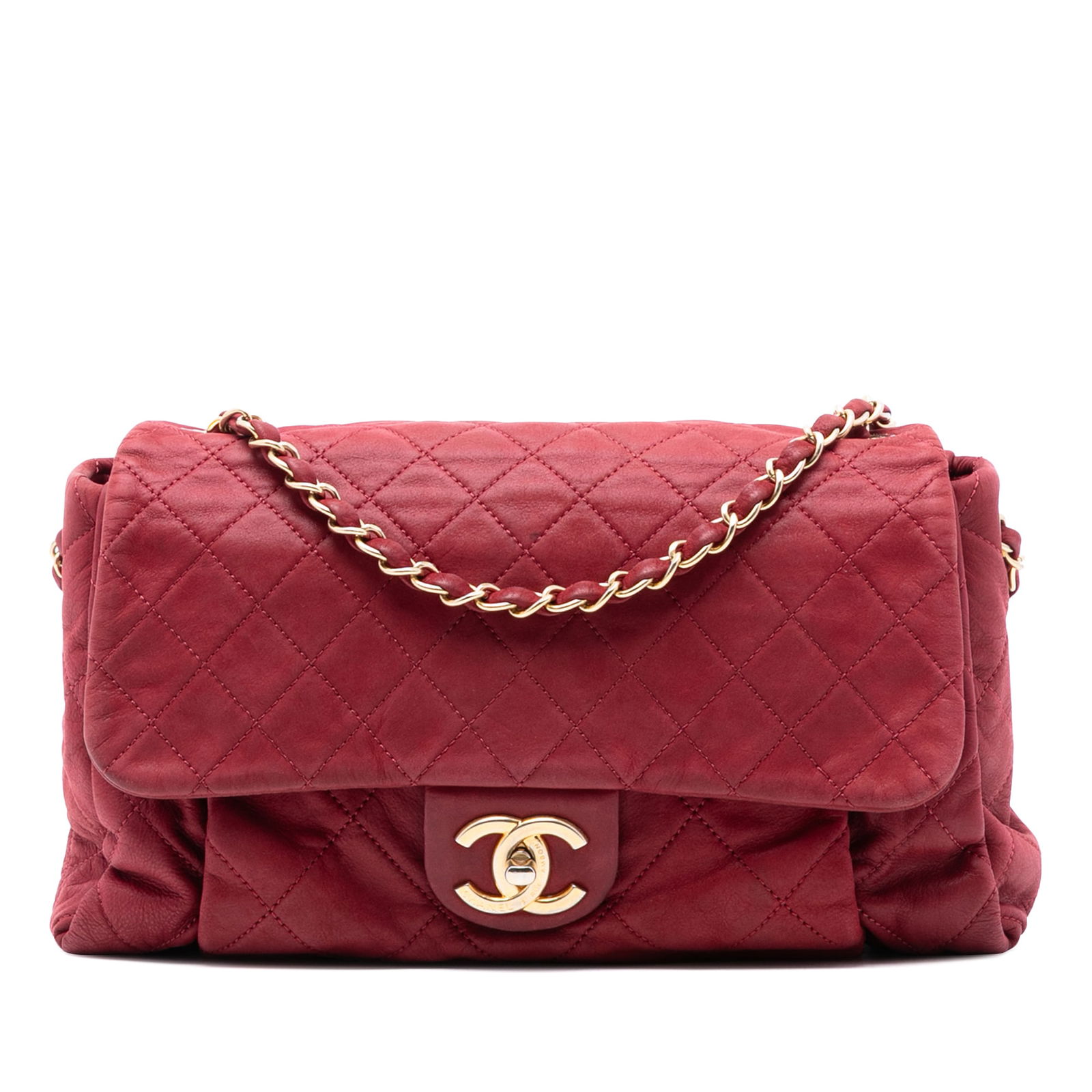 Chanel Large Aged Calfskin Chic Quilt Flap Red Shoulder Bag (1 of 7)